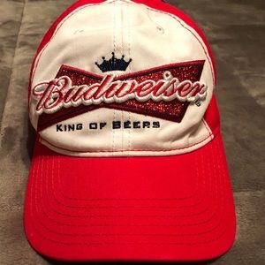 Budweiser Red Glitter embroidered  adjustable cap